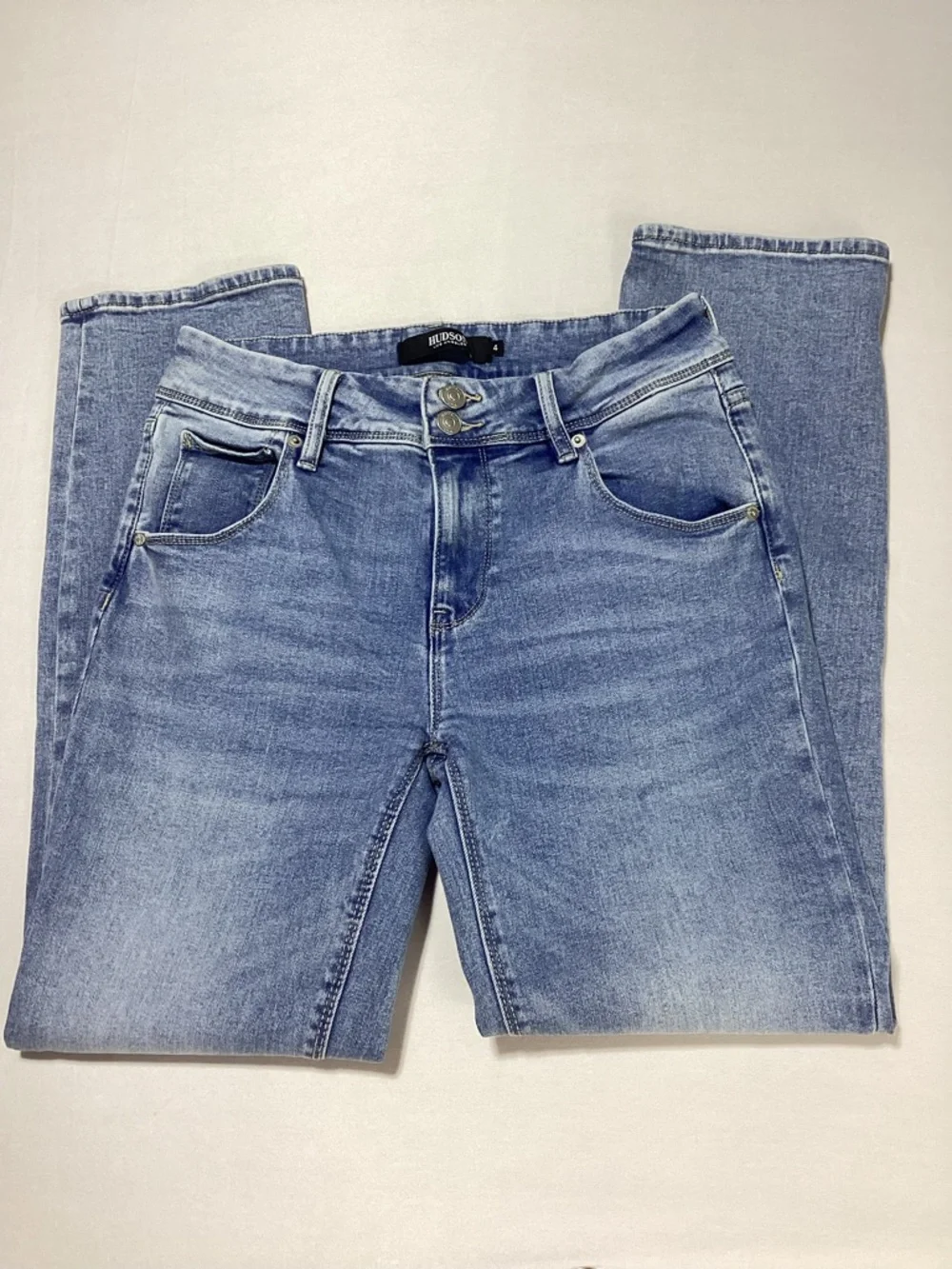 Hudson Jeans Straight-Leg Flap Pockets Mid Wash Women’s Jeans